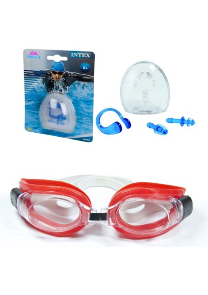 Yetişkin Silikon Yüzücü Gözlüğü ve Kulak Tıkacı Seti, Renkli, Konforlu, Hassas Kullanım