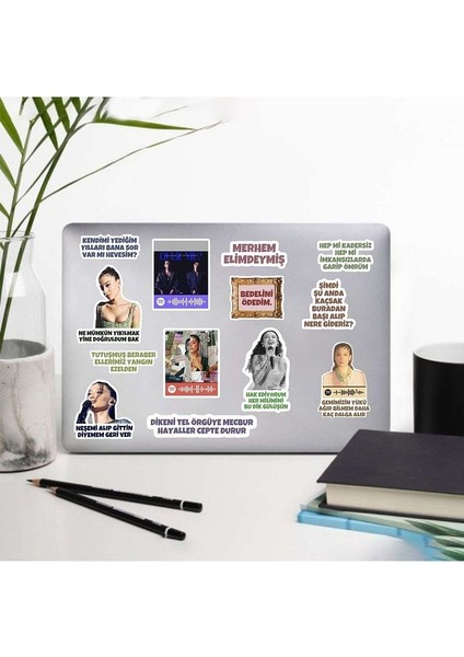 Melike Şahin Sticker Paketi 13'lü Macbook Notebook Tablet Telefon Ajanda Laptop Defter Sticker Seti