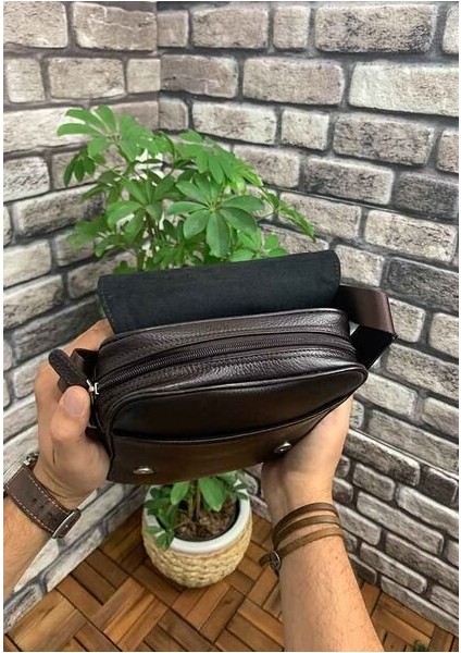 Hakiki Deri Erkek Siyah Omuz Çantası (T717) fırsatları