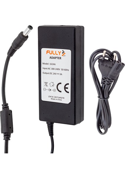 Fully O-1624A 24 Volt - 3 Amper Plastik Kasa Masaüstü Adaptör 5.5*2.5 Uç (5064)