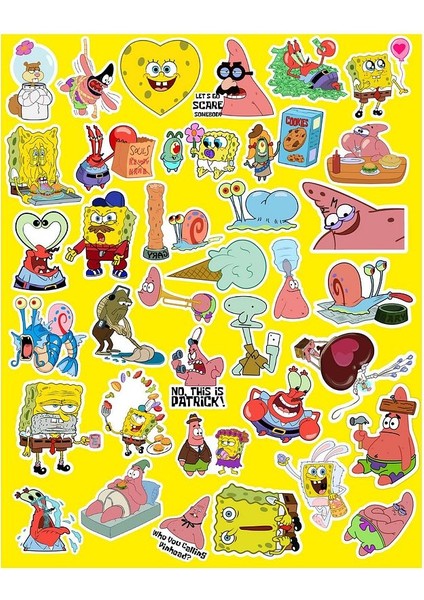 Sünger Bob Kare Şort Seri 4 Sticker Telefon Laptop Notebook Tablet Defter Matara Stiker Etiket