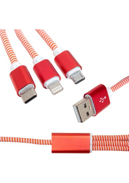 Mıcro Usb/type-C/lıghtnıng 2.1A Metal 1.2 Metre Şarj ve Data Kablosu (5064) fiyatları