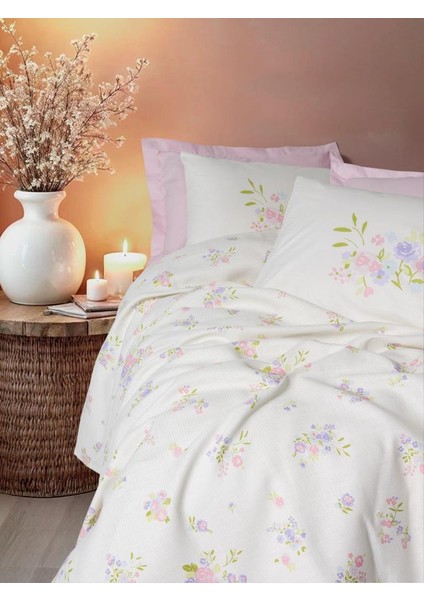 Estiva Çift Kişilik Pike Takımı Petal Pembe