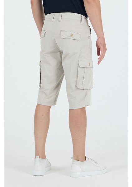 Erkek Kargo Cepli Diz Altı Uzun Şort Taş Rengi Bermuda Kapri fırsatları