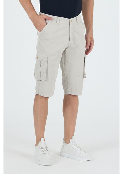 Erkek Kargo Cepli Diz Altı Uzun Şort Taş Rengi Bermuda Kapri indirimleri
