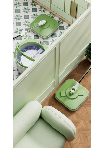 Temiz ve Kirli Su Ayırmalı Paspas Seti, Yedek Bez Hediye, Pratik Temizlik Sağlar