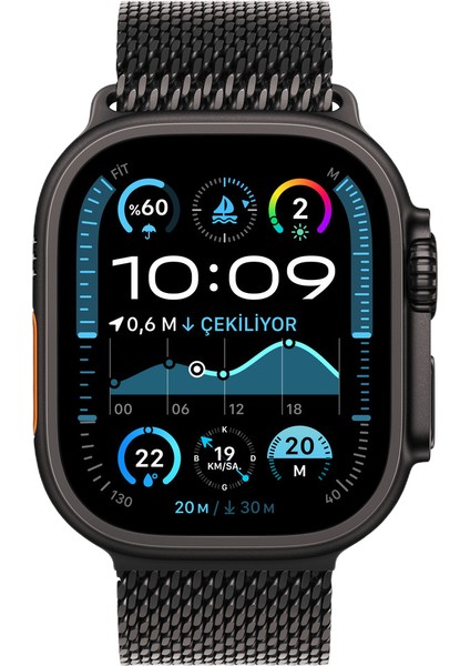 Apple Watch 42-44-45-49 mm Titanyum Kayış Siyah