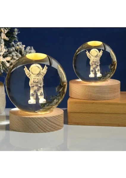 Astronot Renk Değiştiren Işıklı Cam Küre 8cm fiyatları