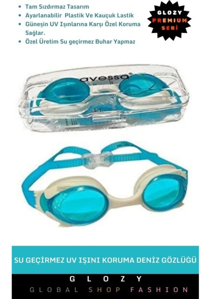 Çocuklar Için Ayarlanabilir Su Geçirmez Uv Korumalı Yüzme Gözlüğü, Kutulu, Mavi