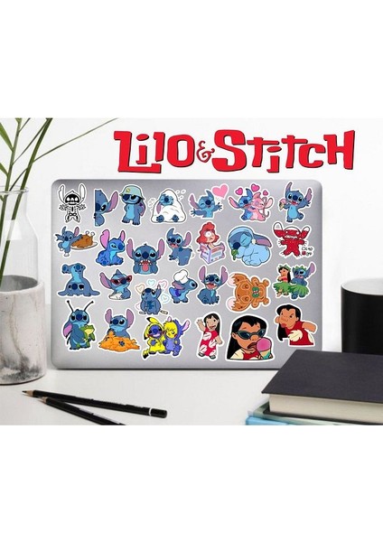 Lilo & Stitch Sticker Telefon Laptop Notebook Tablet Defter Matara Sticker Etiket