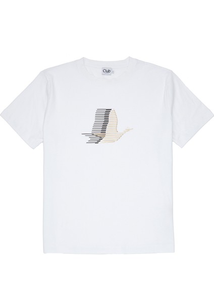 Kırık Beyaz Logo Detaylı T-Shirt