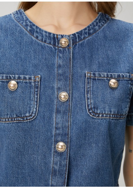 Mavi Kısa Kol Denim Ceket
