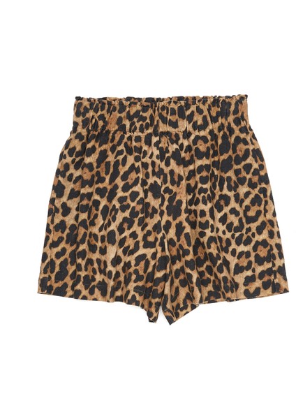 Leopar Desenli Keten Şort