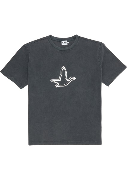 Siyah Taşlı Kaz Logolu T-Shirt