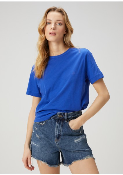 Kobalt Logo Detaylı Basic T-Shirt