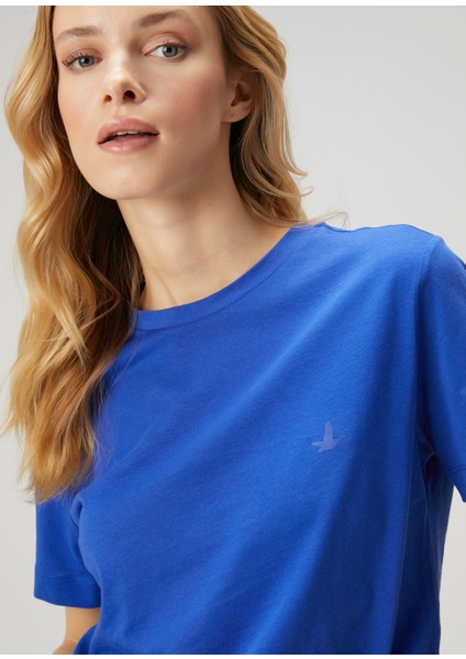 Kobalt Logo Detaylı Basic T-Shirt