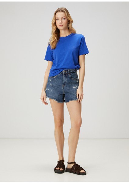 Kobalt Logo Detaylı Basic T-Shirt