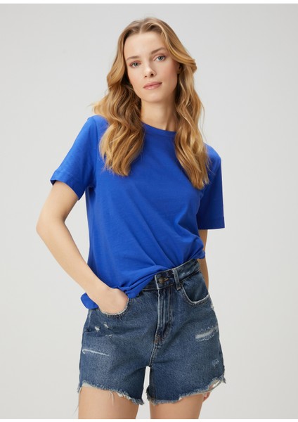 Kobalt Logo Detaylı Basic T-Shirt