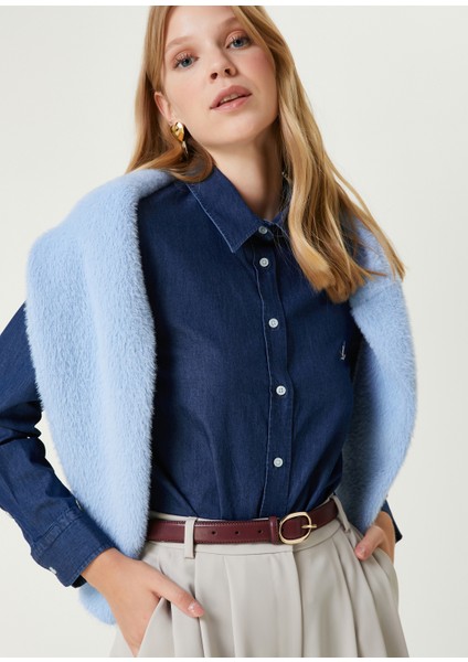 Koyu Mavi Denim Gömlek