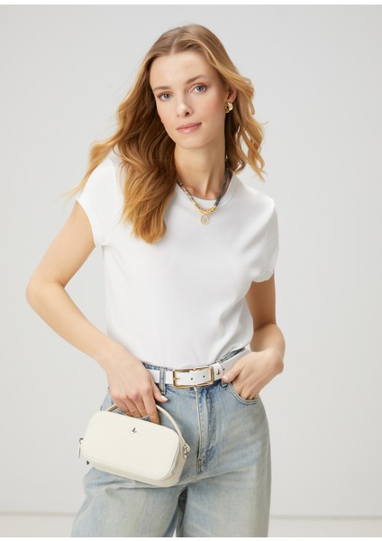 Kırık Beyaz Basic T-Shirt