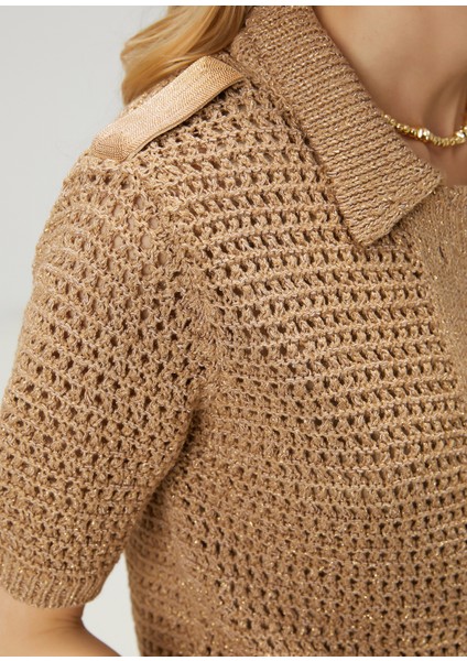 Gold Ajurlu Polo Hırka