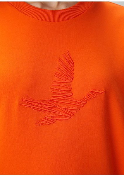 Oversize Mercan Logo Nakışlı Sweatshirt