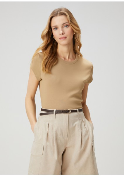 Bej Basic T-Shirt