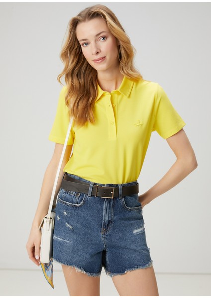 Sarı Pike Polo T-Shirt