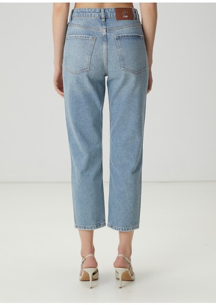 Mavi Taşlı Slouchy Jean Pantolon