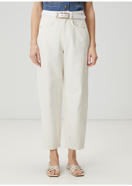 Ekru Slouchy Jean Pantolon