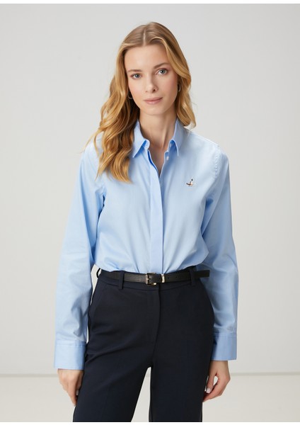 Mavi Basic Poplin Gömlek