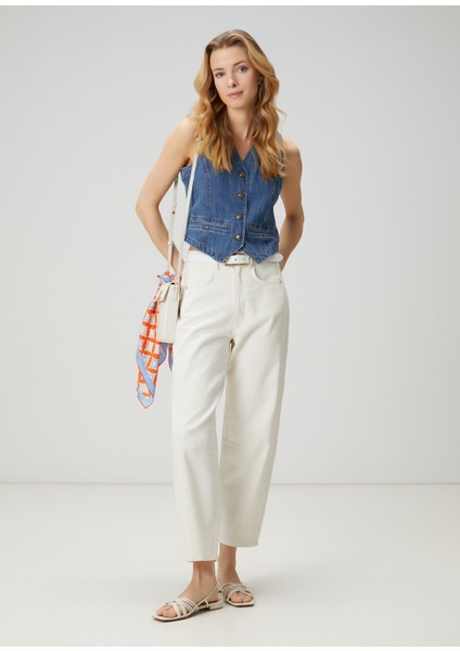 Ekru Slouchy Jean Pantolon