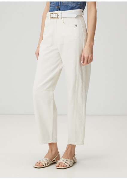 Ekru Slouchy Jean Pantolon