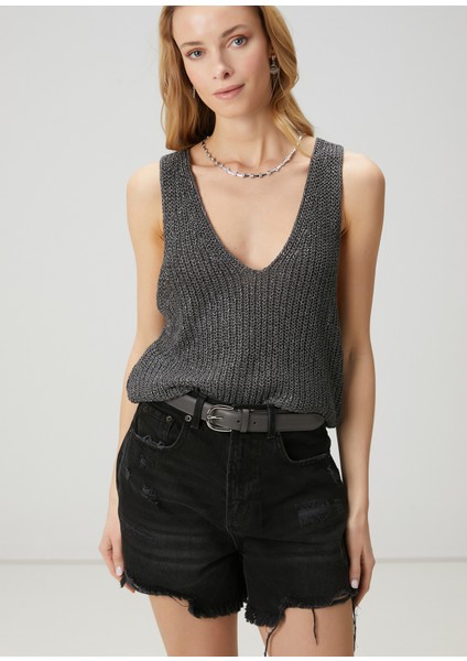 Siyah Denim Şort