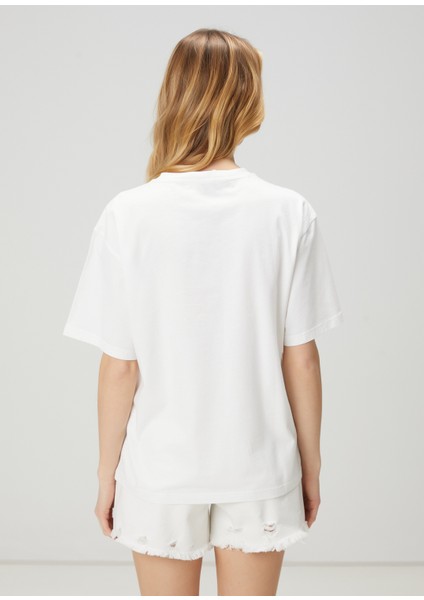 Beyaz Hotfix Baskılı T-Shirt indirimleri
