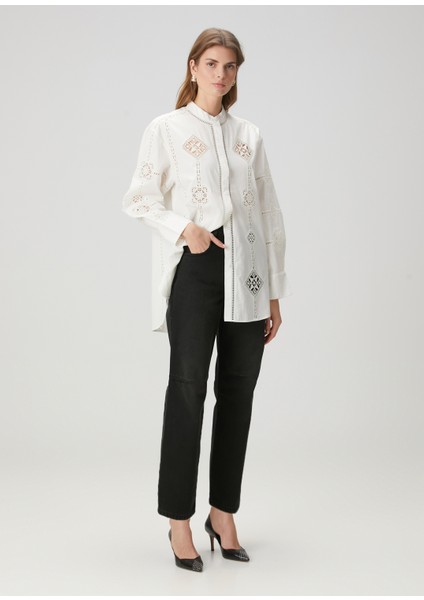 Janet Siyah Crop Jean Pantolon