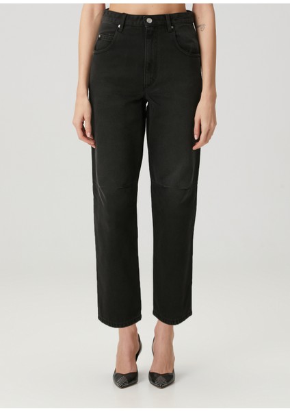 Janet Siyah Crop Jean Pantolon