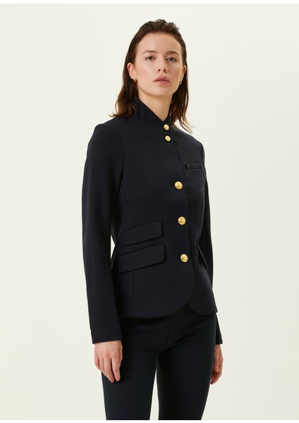 Lacivert Dik Yaka Blazer