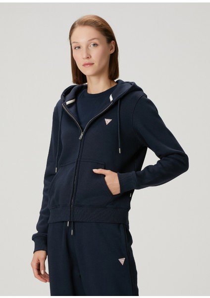 Lacivert Kapüşonlu Fermuarlı Sweatshirt modelleri