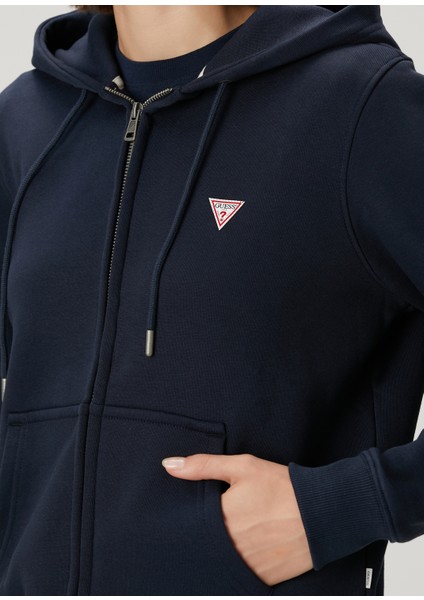 Lacivert Kapüşonlu Fermuarlı Sweatshirt indirimleri