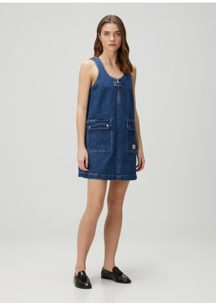Dominic Mavi Mini Denim Elbise