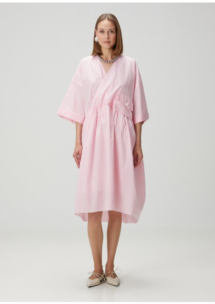 Ginza Cherry Pembe Pötikareli Kimono Elbise