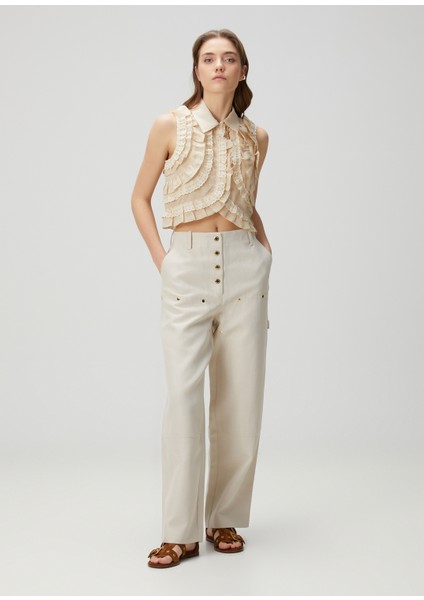 Oracle Bej Wide Leg Jean Pantolon