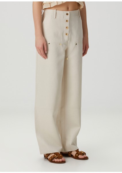 Oracle Bej Wide Leg Jean Pantolon