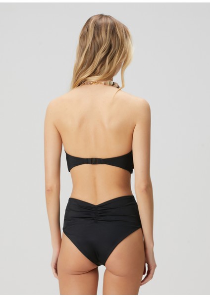 Sea Stripe Siyah Straplez Bikini Üstü