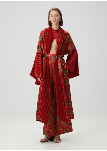 Jagger Kırmızı Desenli Kimono