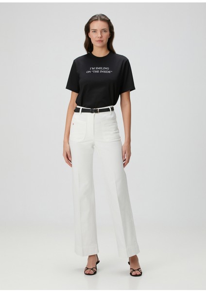 Alina Beyaz Flare Jean Pantolon