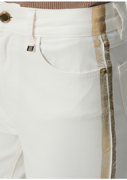 Kırık Beyaz Denim Pantolon