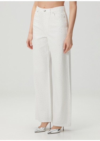 Pantikusa Beyaz Wide Leg Jean Pantolon fiyatları
