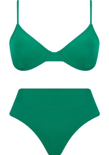 Solana Econyl Pinup Yeşil Yüksek Belli Kadın Bikini Takımı
